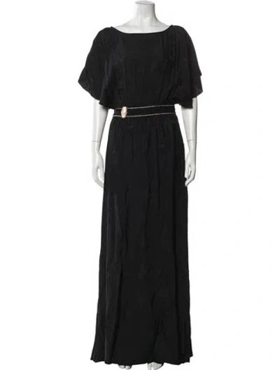 Pre-owned Cavalli Class Patterned Long Dress In Black
