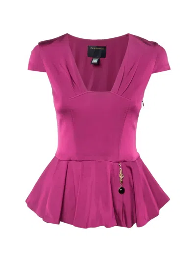 Pre-owned Cavalli Class Peplum Hem Top In Pink
