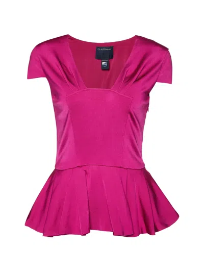 Pre-owned Cavalli Class Peplum Jersey Top In Pink