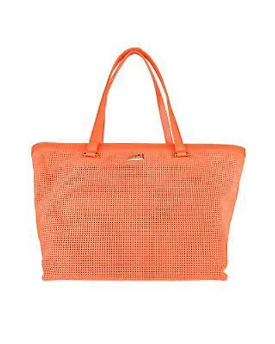 Pre-owned Cavalli Class Perforated Texture Leather Handbag - Handbags - Orange -size