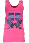 Cavalli Class Chic Pink Printed Tank Top With Logo In Pink