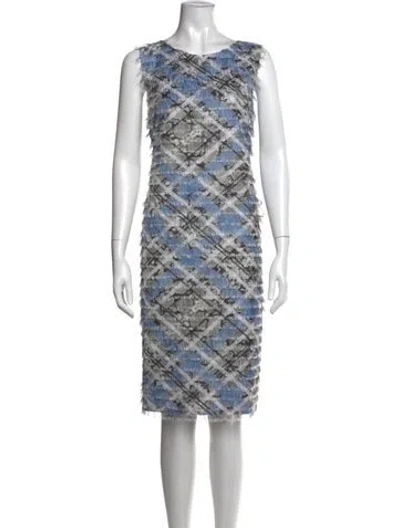 Pre-owned Cavalli Class Plaid Print Knee-length Dress W/ Tags In Blue