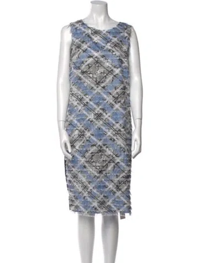 Pre-owned Cavalli Class Printed Knee-length Dress W/ Tags In Blue