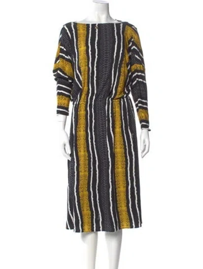 Pre-owned Cavalli Class Printed Midi Length Dress W/ Tags In Multi