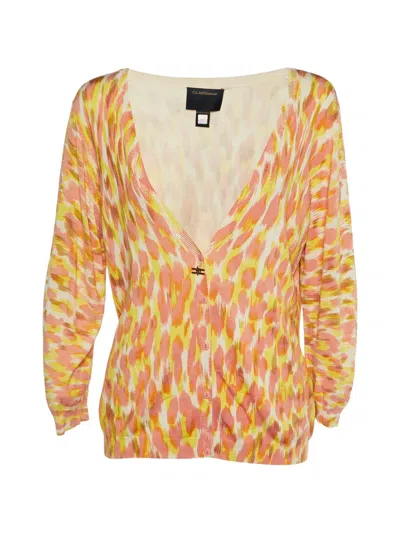 Pre-owned Cavalli Class Printed V-neck Cardigan In Pink