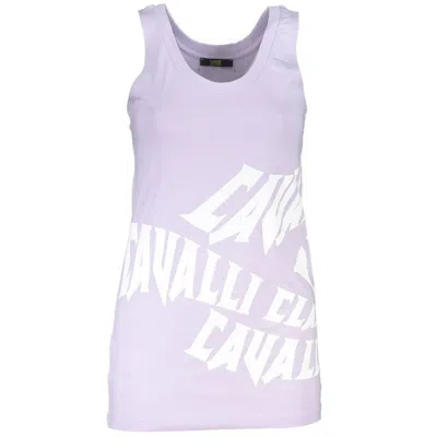 Cavalli Class Purple Cotton Tank Top In Blue