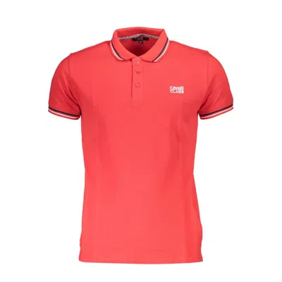Cavalli Class Red Cotton Men Polo Shirt In Pink