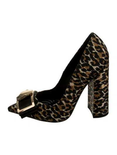 Pre-owned Cavalli Class Satin Animal Print Pumps In Black