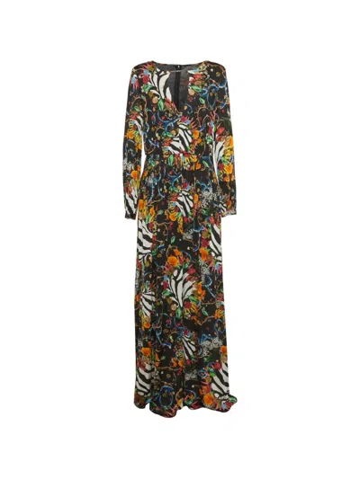 Pre-owned Cavalli Class Seashell-print Maxi Dress In Black