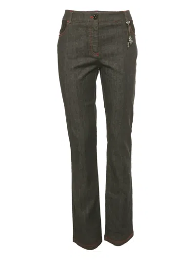 Pre-owned Cavalli Class Serpent-detail Jeans In Grey