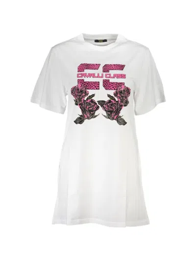 Cavalli Class Short-sleeves Mini Dress In White