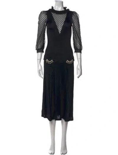Pre-owned Cavalli Class Silk Midi Length Dress In Black