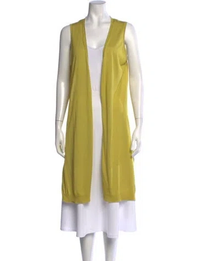 Pre-owned Cavalli Class Silk Open Front Sweater In Yellow