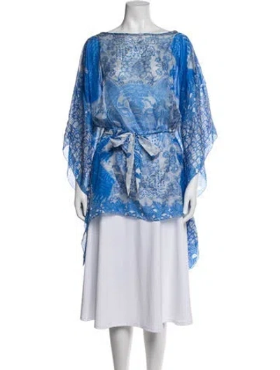 Pre-owned Cavalli Class Silk Printed Sweater In Blue