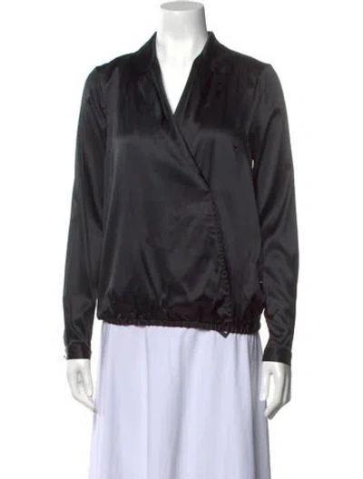 Pre-owned Cavalli Class Silk V-neck Blouse In Black