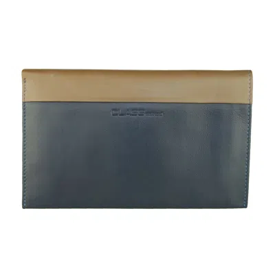 Cavalli Class Sleek Blue And Beige Leather Wallet