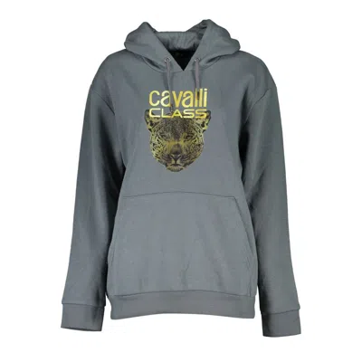 Cavalli Class Leopard-print Logo-print Hoodie In Gray