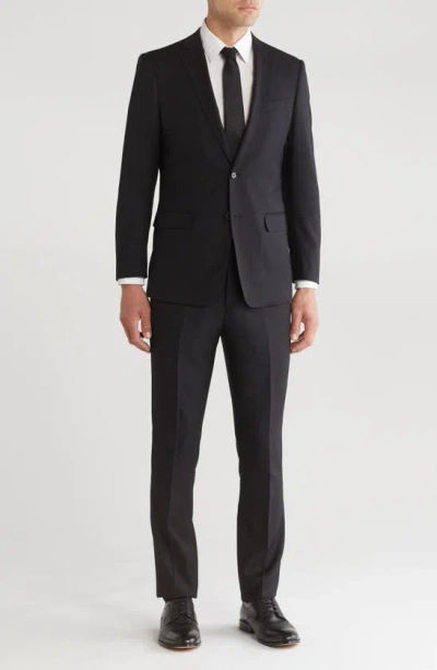 Cavalli Class Slim Fit Solid Wool Suit In Black