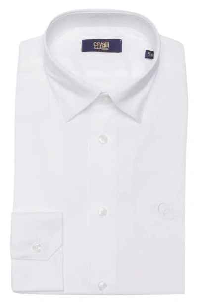 Cavalli Class Slim Fit Textured Dress Shirt In White