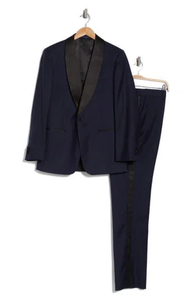Cavalli Class Slim Fit Wool Suit In Navy