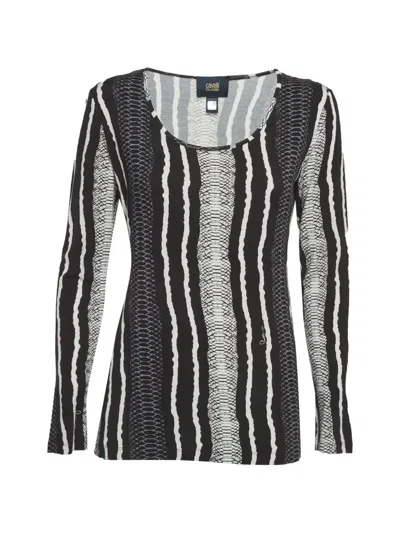 Pre-owned Cavalli Class Snakeskin-print Long-sleeve Top In Black