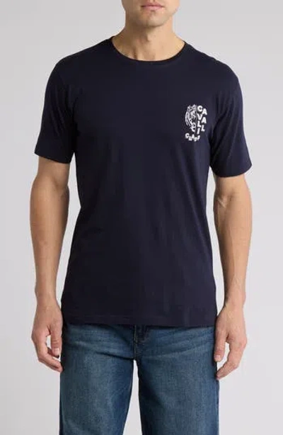 Cavalli Class Stretch Cotton Graphic T-shirt In Navy