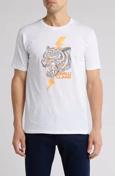 Cavalli Class Stretch Cotton Graphic T-shirt In White