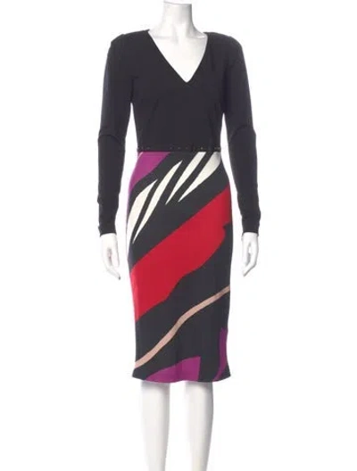Pre-owned Cavalli Class Striped Knee-length Dress W/ Tags In Gray