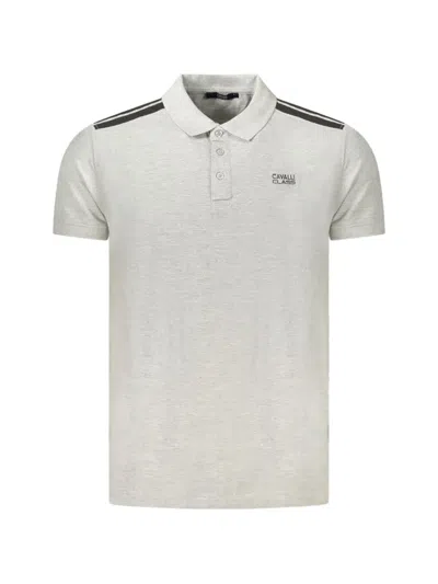 Cavalli Class Stripe-detail Logo-embroidered Polo Shirt In Neutral