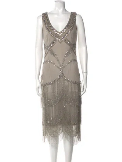 Pre-owned Cavalli Class Vintage Midi Length Dress In Neutral