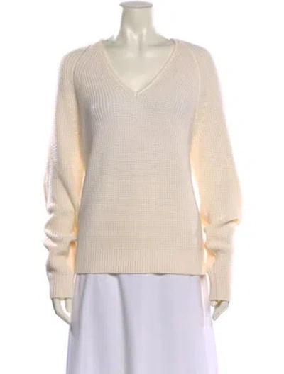 Pre-owned Cavalli Class Virgin Wool V-neck Sweater In Neutral