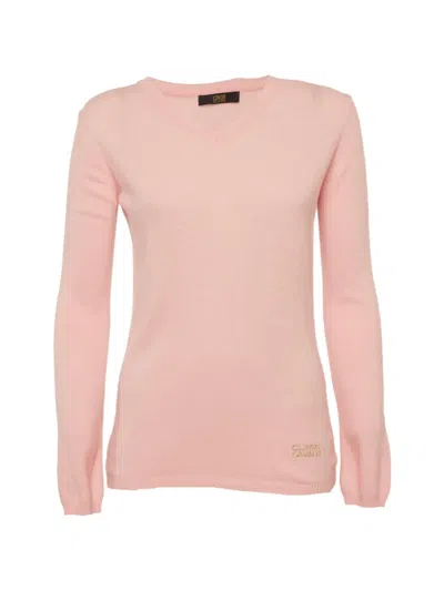 Pre-owned Cavalli Class V-neck Sweater In Pink