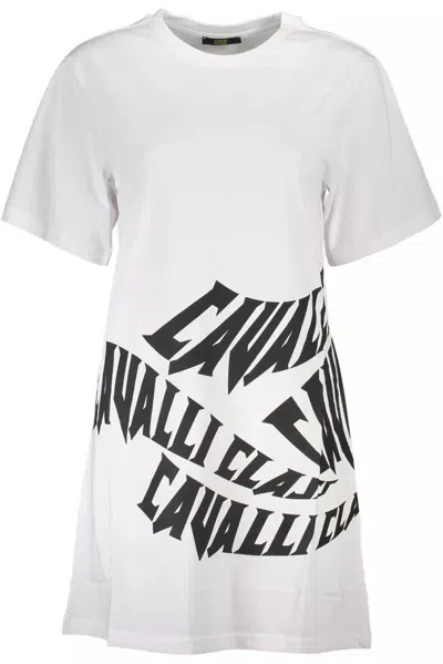 Cavalli Class Woman Mini Dress White Size L Cotton