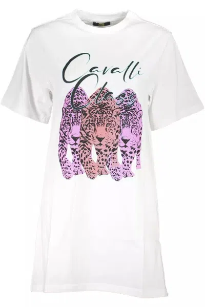 Cavalli Class White Cotton Dress