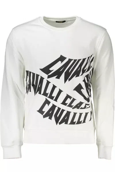Cavalli Class Logo-print Crew Neck Sweatshirt In White