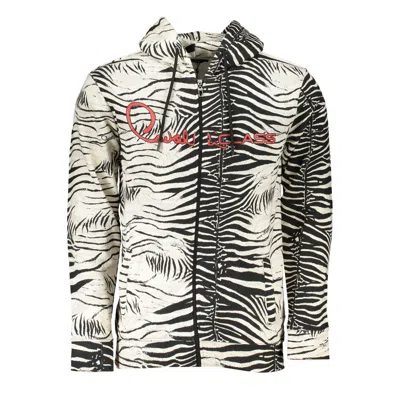 Cavalli Class White Cotton Mens Hooded Sweater In Black