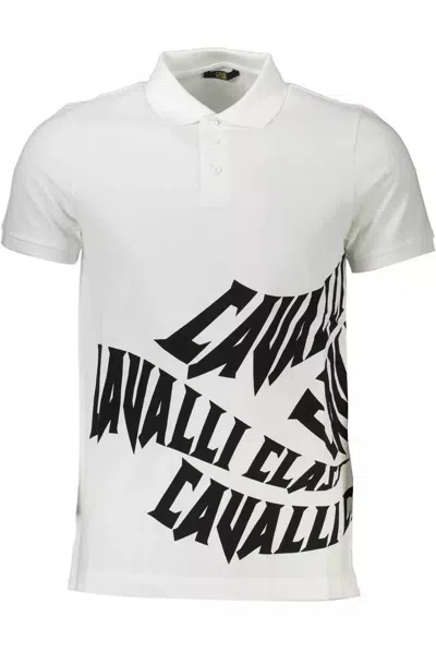 Cavalli Class White Cotton Polo Shirt