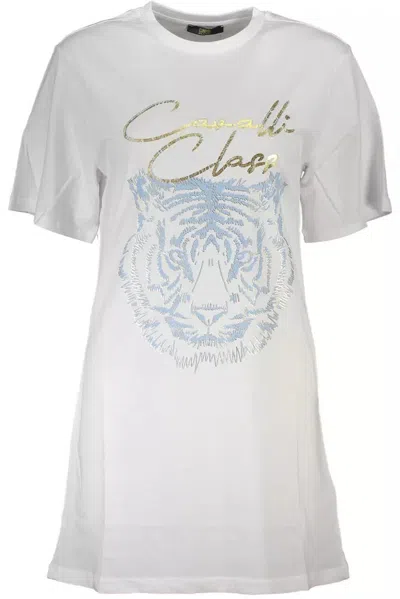 Cavalli Class Tiger-embroidered Logo T-shirt In White