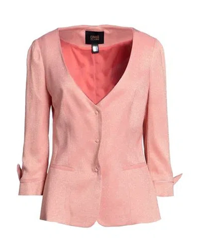 Cavalli Class Woman Blazer Salmon Pink Size 4 Acetate, Viscose, Polyamide, Polyester