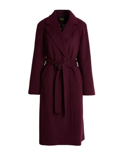 Cavalli Class Woman Coat Burgundy Size 8 Wool, Polyester, Acrylic In Red