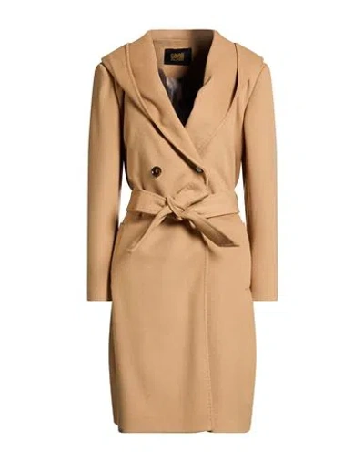 Cavalli Class Woman Coat Camel Size 10 Wool, Polyester, Acrylic In Brown