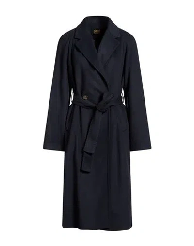 Cavalli Class Woman Coat Midnight Blue Size 10 Wool, Polyester, Acrylic In Black