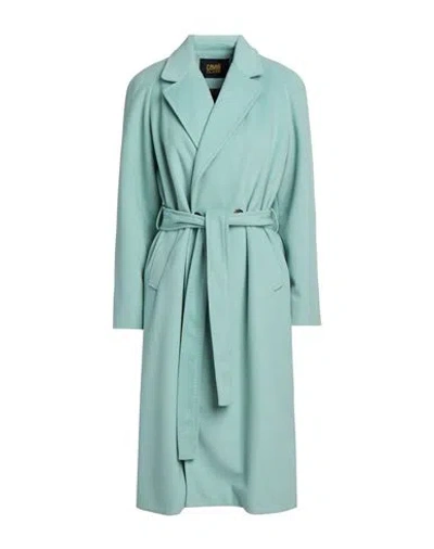 Cavalli Class Woman Coat Sky Blue Size 6 Wool, Polyester, Acrylic In Green