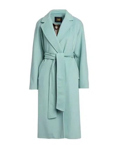 Cavalli Class Woman Coat Turquoise Size 10 Wool, Polyester, Acrylic In Blue