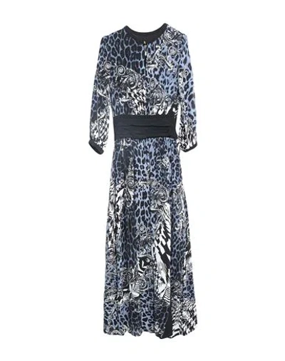 Cavalli Class Woman Maxi Dress Pastel Blue Size 4 Viscose, Acetate, Silk