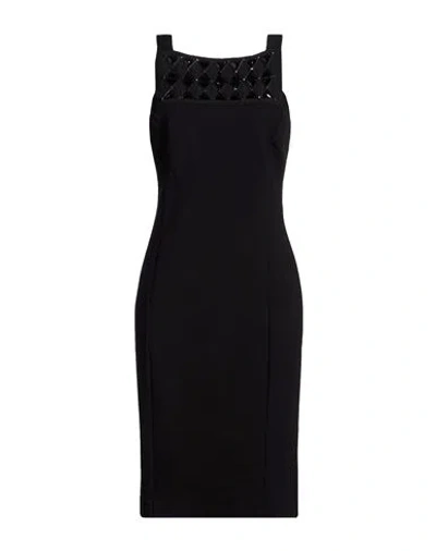 Cavalli Class Woman Midi Dress Black Size 10 Viscose, Polyamide, Elastane In Animal Print