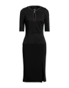 Cavalli Class Woman Midi Dress Black Size 8 Polyester, Elastane, Viscose In Black
