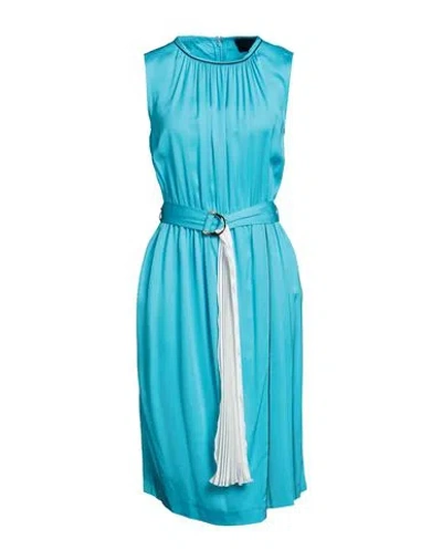 Cavalli Class Woman Midi Dress Turquoise Size 4 Viscose, Elastane In Blue