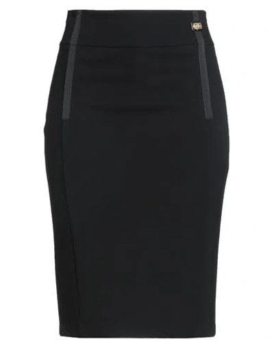 Cavalli Class Woman Midi Skirt Black Size 14 Viscose, Polyamide, Elastane