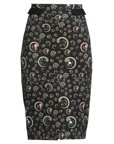Cavalli Class Woman Midi Skirt Black Size 8 Viscose, Cotton, Elastane